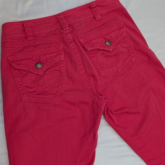 Silver Jeans Vibrant Pink Suki Flap Pockets Capri - Picture 5 of 6